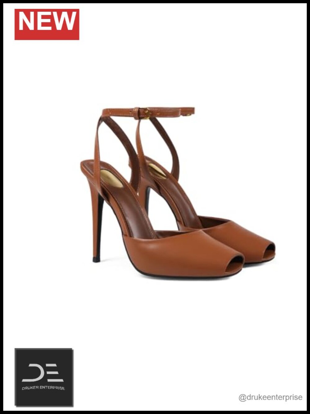 Womens Peep Toe Stiletto High Heel Sandals Ankle Strap Backless Patent Leather